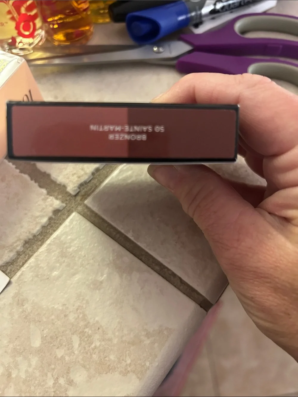 laura mercier Pearl White Compact with Gold Bear Accent